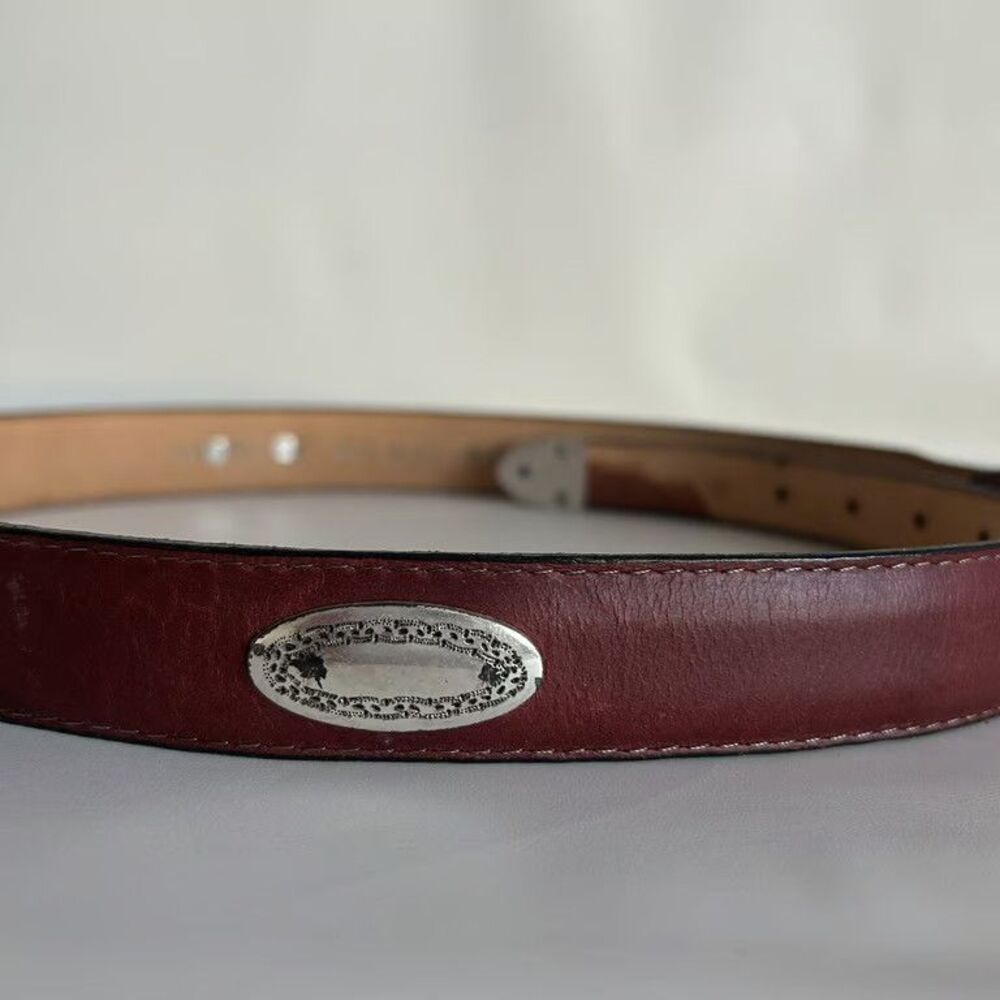 Sentry Western Concho Belt Vintage Leather Burgundy Red Made in USA Womens M 150